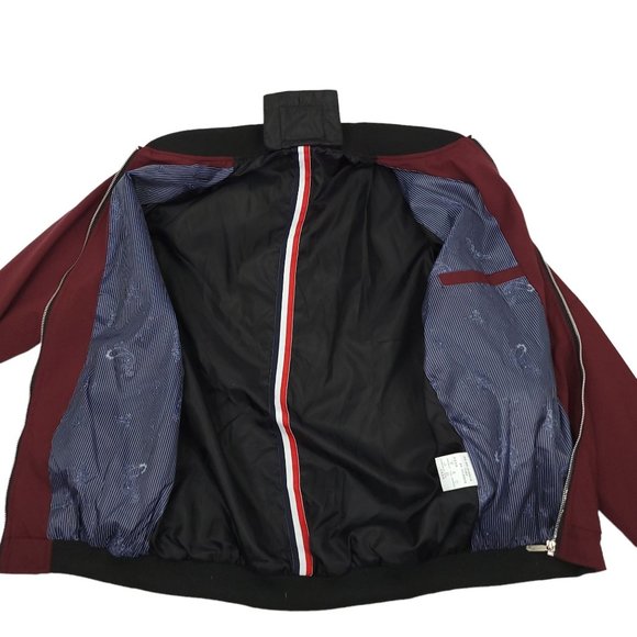 Sandbank Front Zip Lined Golf Windbreaker Mens Size M Maroon Black Lightweight - Picture 3 of 12